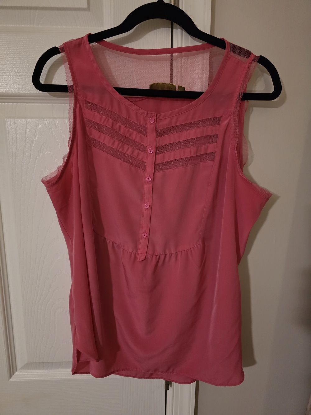 Vera Wang Pink Sleeveless Button-Back Chiffon Camisole